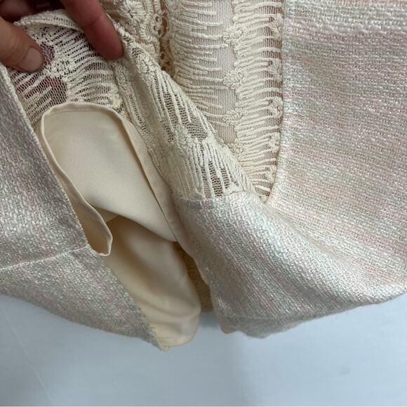 Anthropologie Champagne & Strawberry Fabric Mix Cream Sheath Dress Size M NWT - Picture 8 of 14